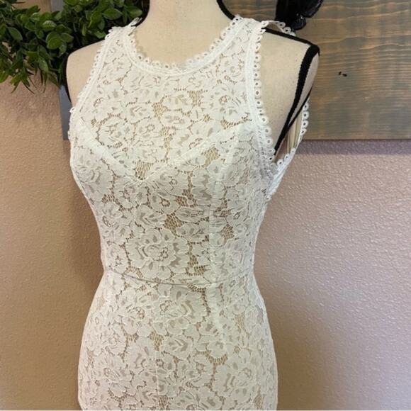 Lulu's White Lace Open Back Wedding Dress - Picture 9 of 16